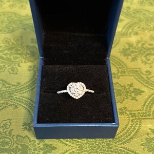 Silver Mossonite Heart Ring size 9